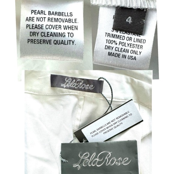 Lela Rose Button-Down Poplin Blouse Top with Pearl Brooch On Puff Sleeve Size 4 - Picture 16 of 16